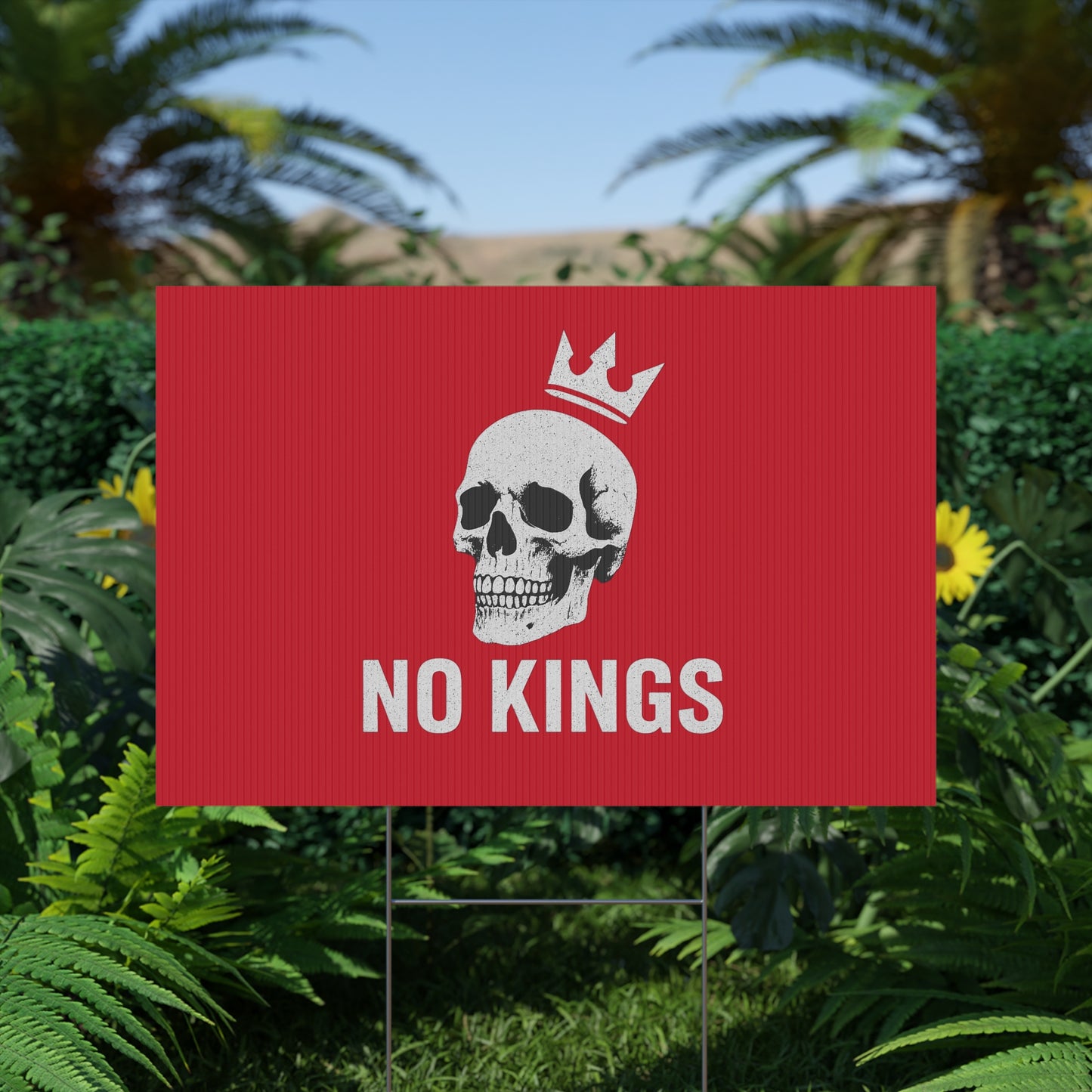 Dark Red Yard Sign - 'No Kings' Design