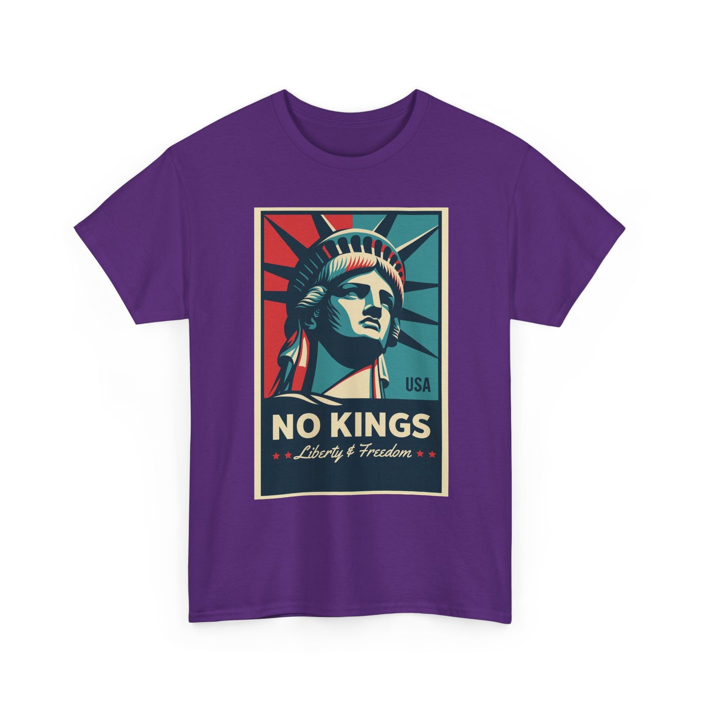 Statue of Liberty Tee - No Kings, Unisex Heavy Cotton T-Shirt, Freedom Shirt, Patriotic Apparel for Celebrations, Gift for Enthusiasts