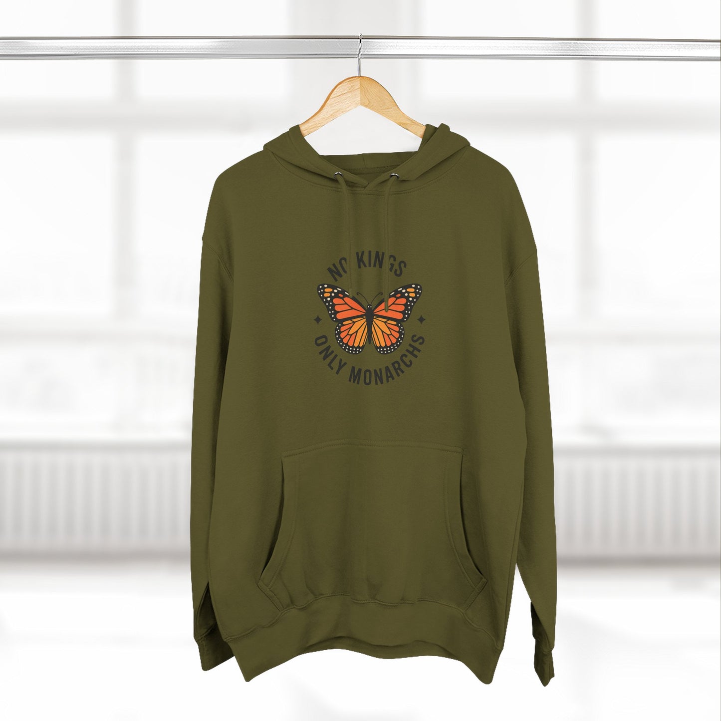 No Kings Only Monarchs Hoodie, Gift for Nature Lovers, Cozy Casual Wear, Perfect for Fall
