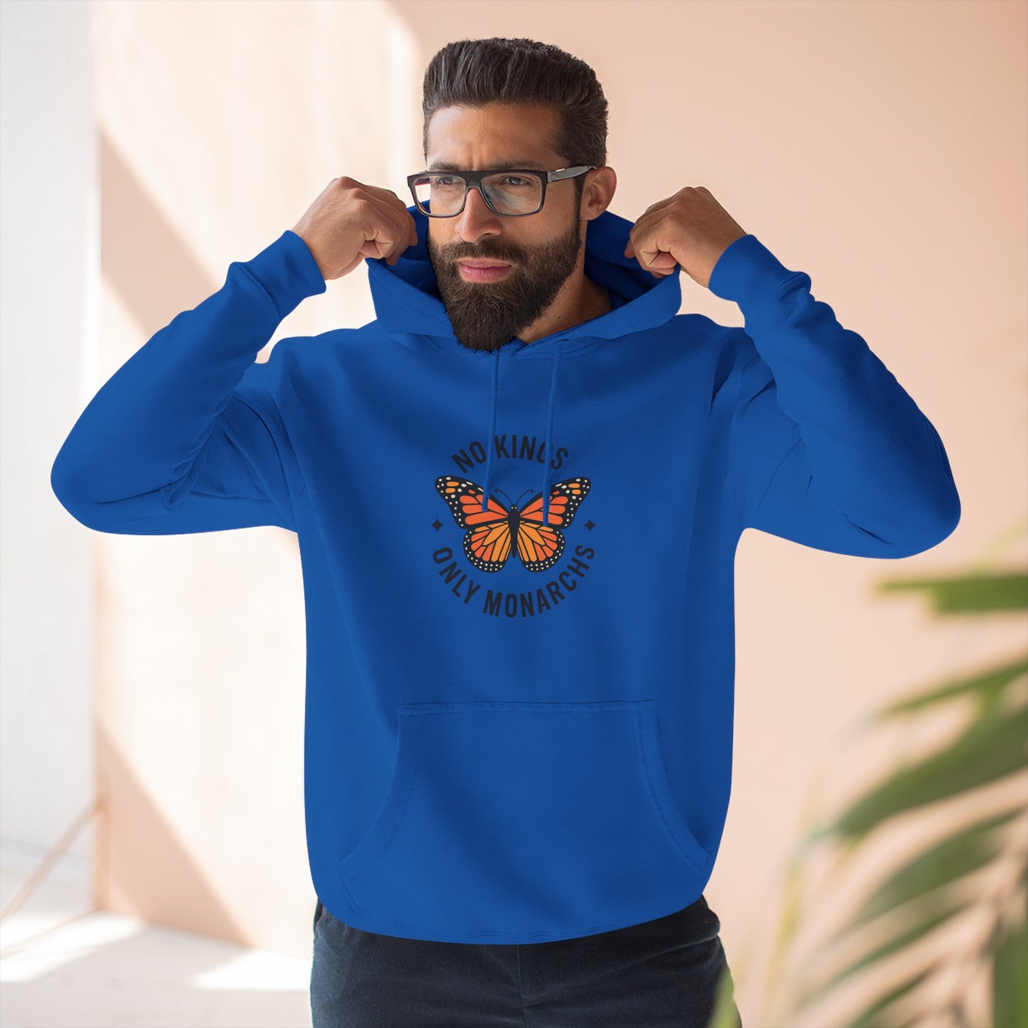 No Kings Only Monarchs Hoodie, Gift for Nature Lovers, Cozy Casual Wear, Perfect for Fall