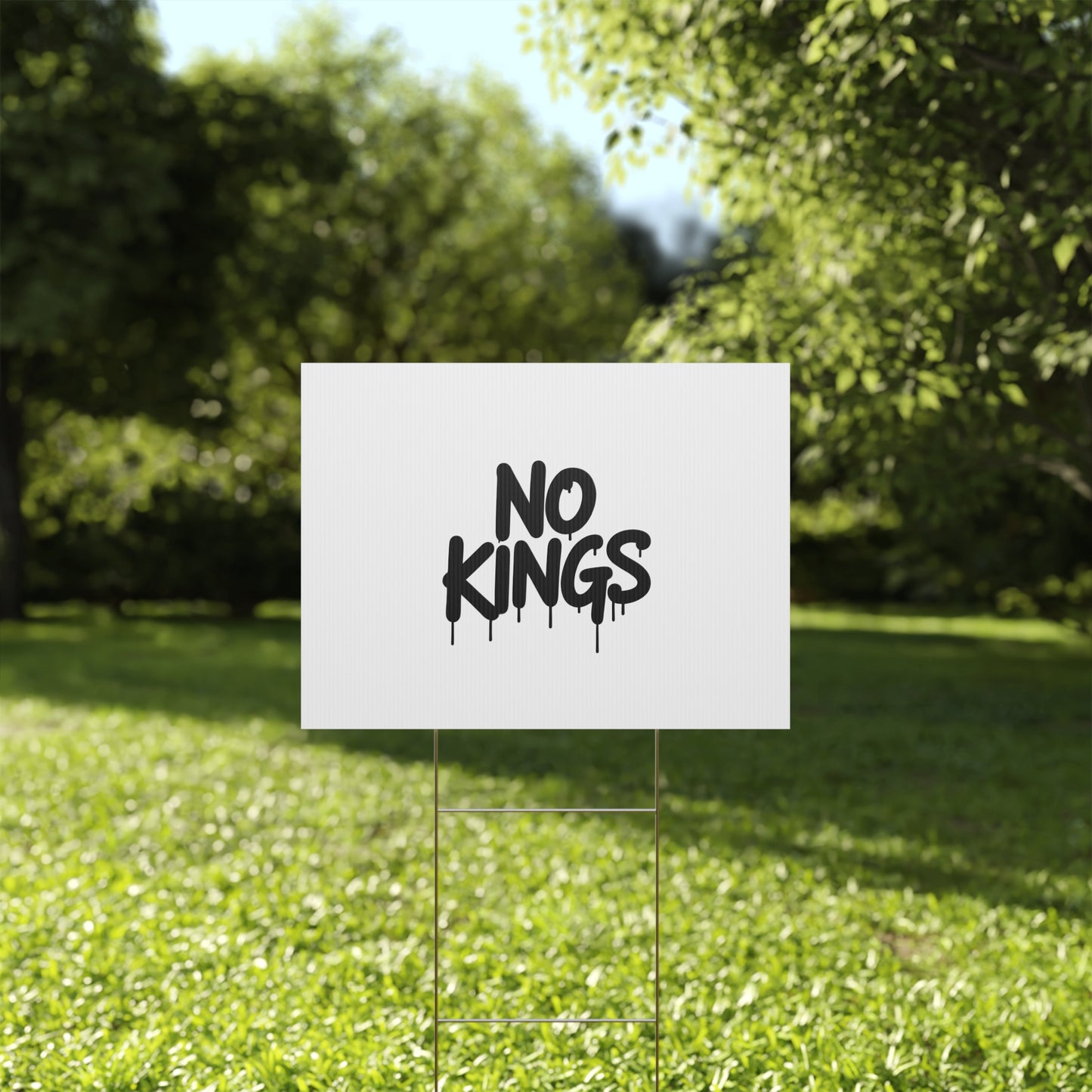 White Spray Paint No Kings Protest Yard Sign