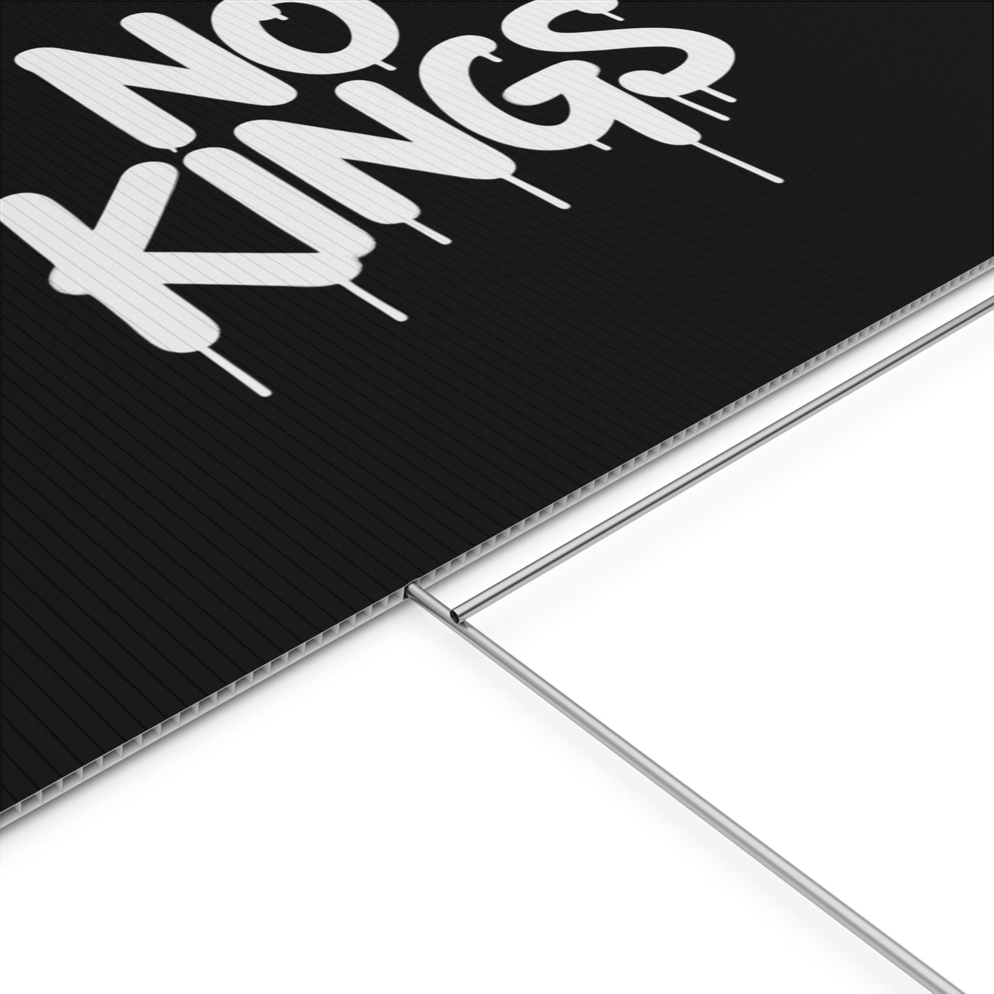 Black Spray Paint No Kings Protest Yard Sign