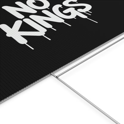 Black Spray Paint No Kings Protest Yard Sign
