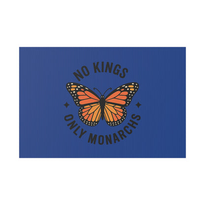Dark Blue No Kings Only Monarchs Yard Sign