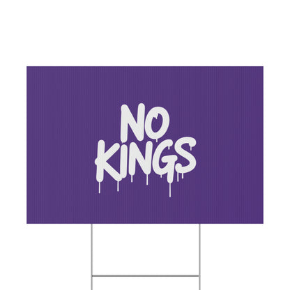 Purple Spray Paint No Kings Protest Yard Sign