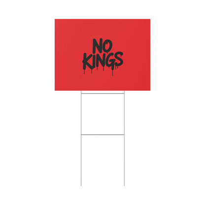 Red Spray Paint No Kings Protest Yard Sign
