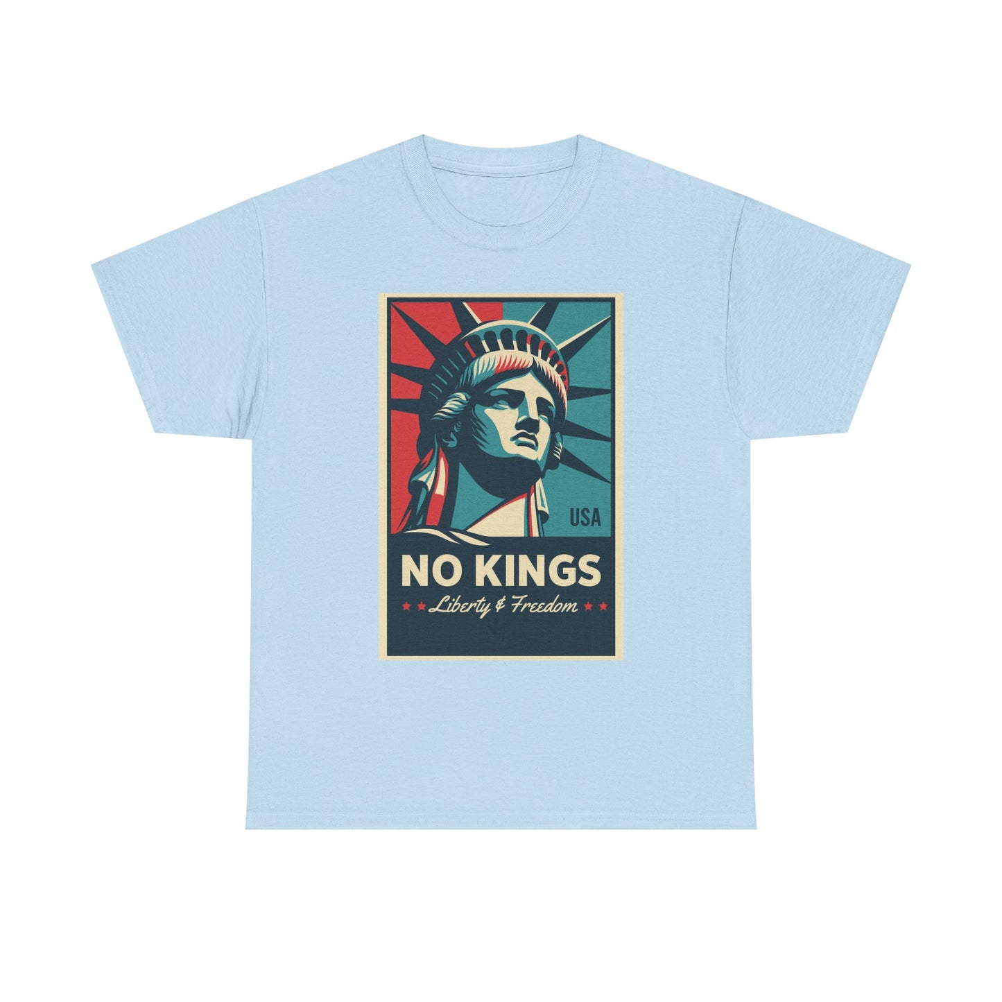 Statue of Liberty Tee - No Kings, Unisex Heavy Cotton T-Shirt, Freedom Shirt, Patriotic Apparel for Celebrations, Gift for Enthusiasts