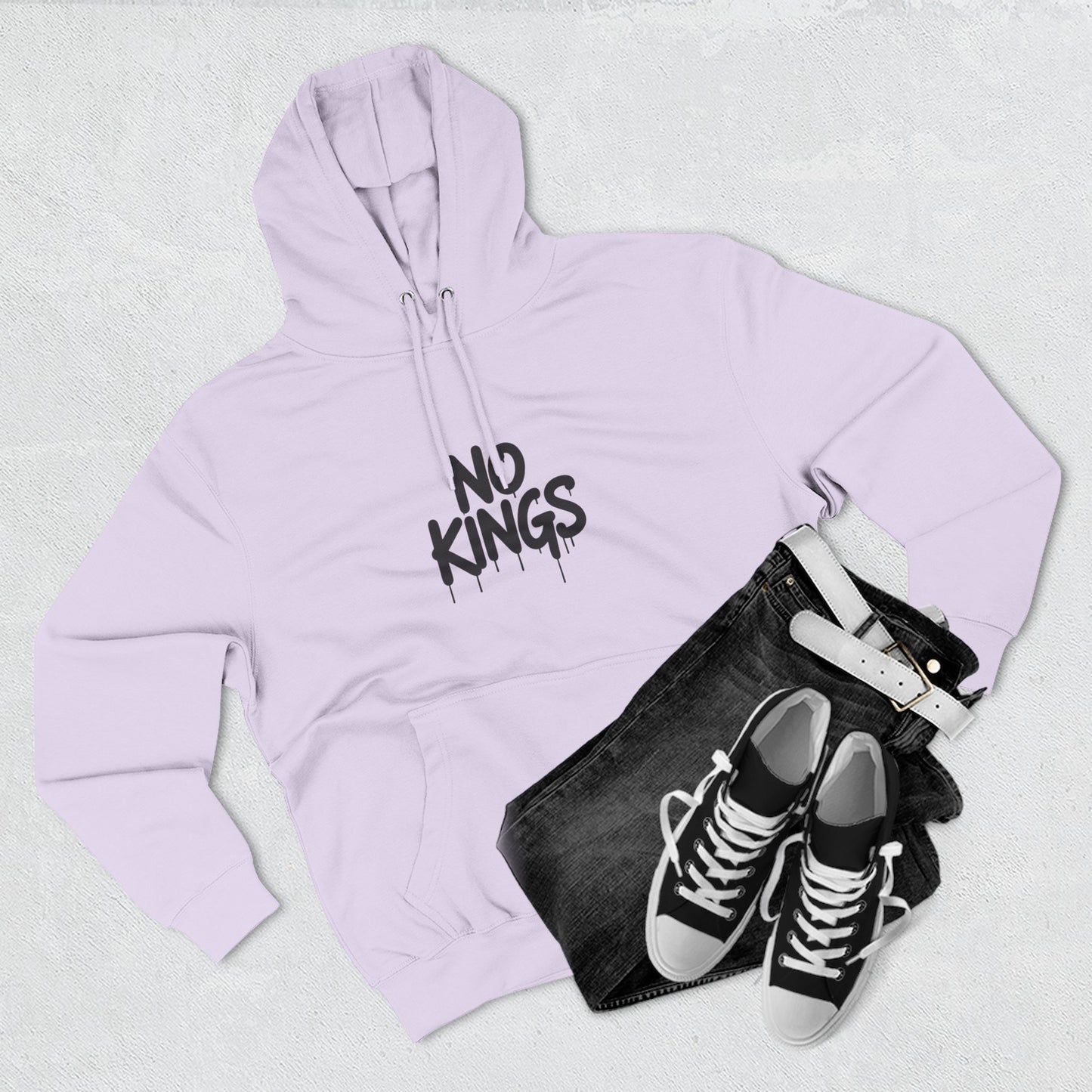 No Kings Spray Paint Protest Fleece Hoodie