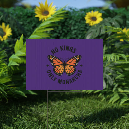 Purple No Kings Only Monarchs Yard Sign - protest shirt from No Kings Store