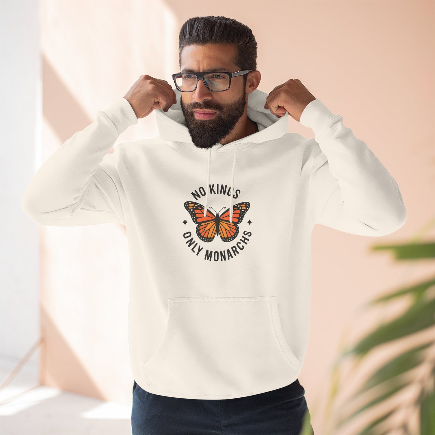 No Kings Only Monarchs Hoodie, Gift for Nature Lovers, Cozy Casual Wear, Perfect for Fall