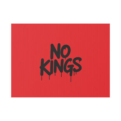 Red Spray Paint No Kings Protest Yard Sign