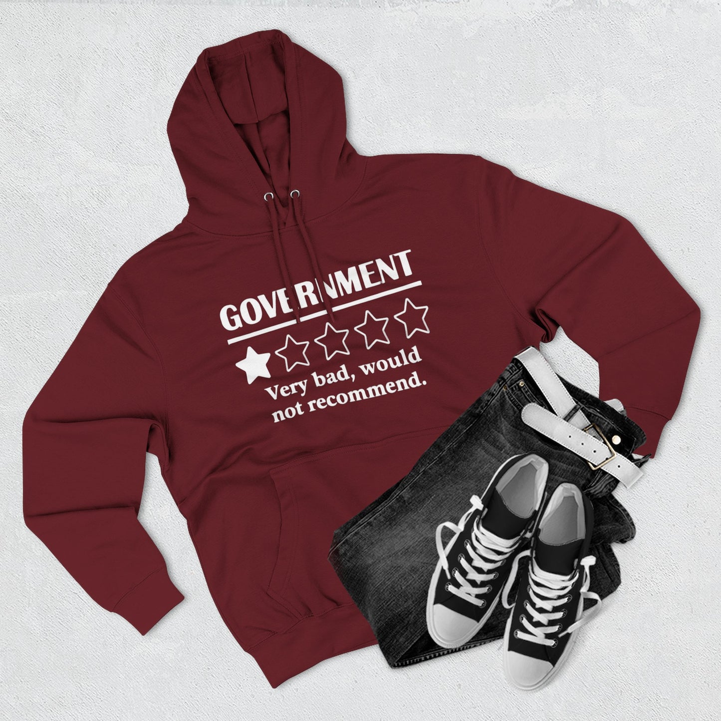 Fleece Hoodie with 1/5 Stars Would Not Recommend Design