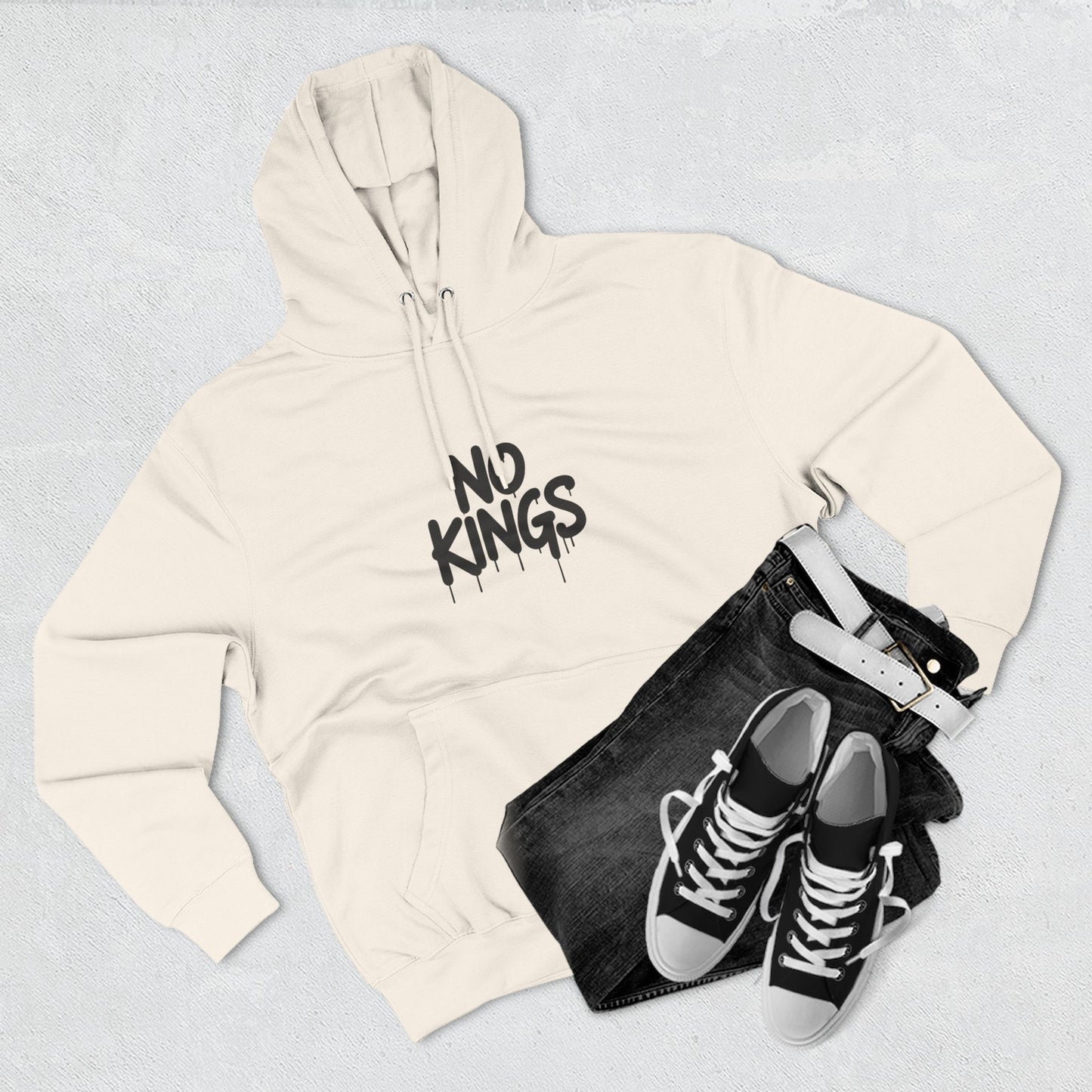 No Kings Spray Paint Protest Fleece Hoodie