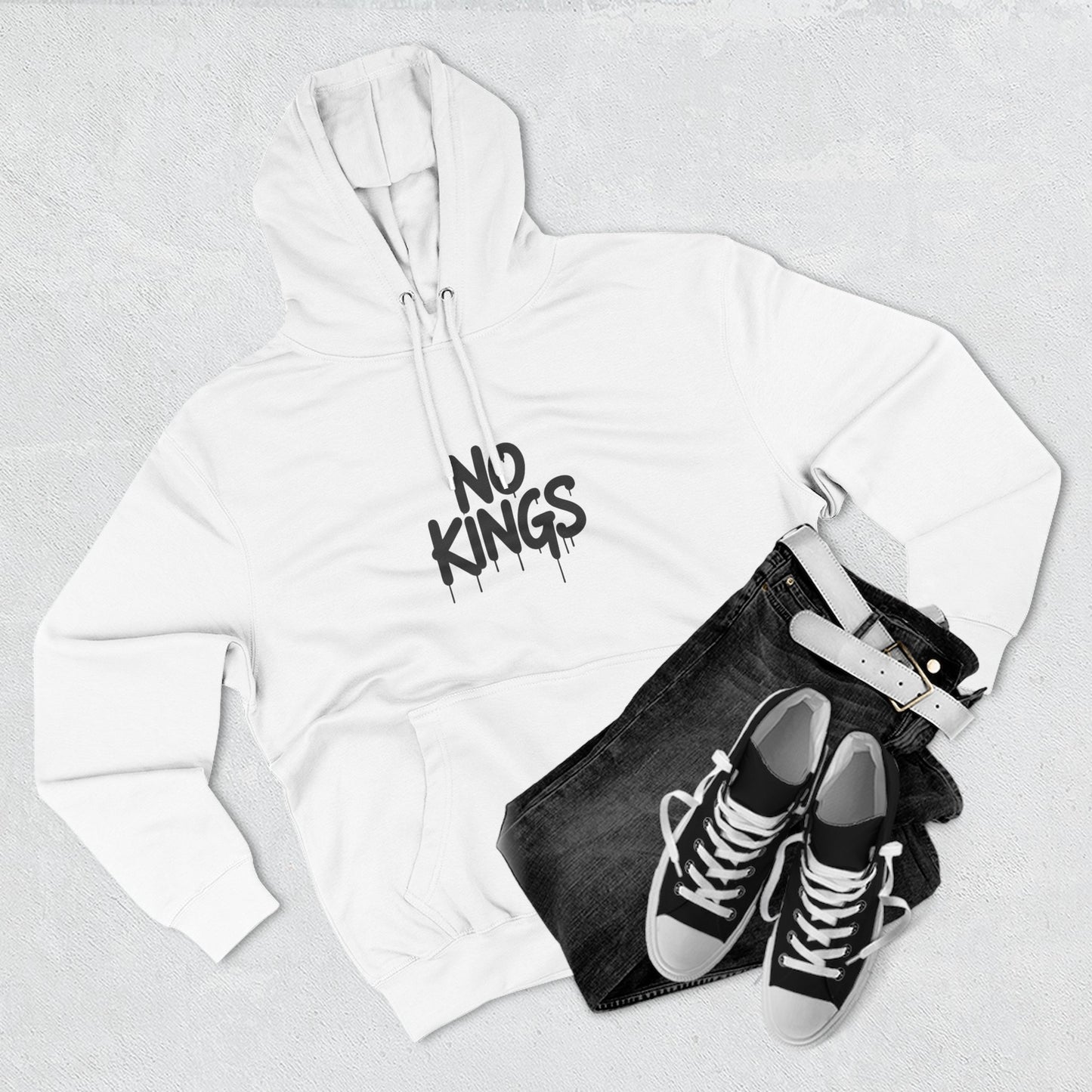 No Kings Spray Paint Protest Fleece Hoodie