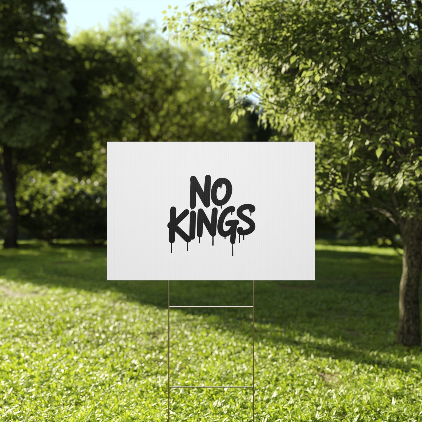 White Spray Paint No Kings Protest Yard Sign