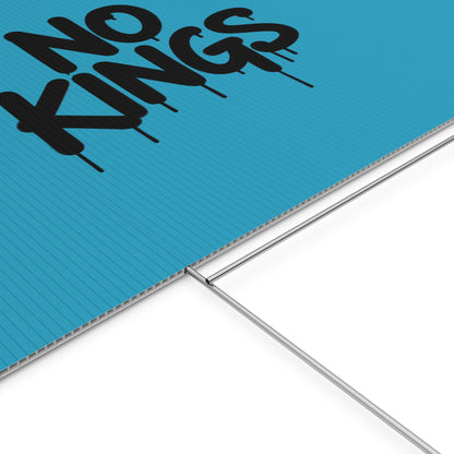 Turquoise Spray Paint No Kings Protest Yard Sign