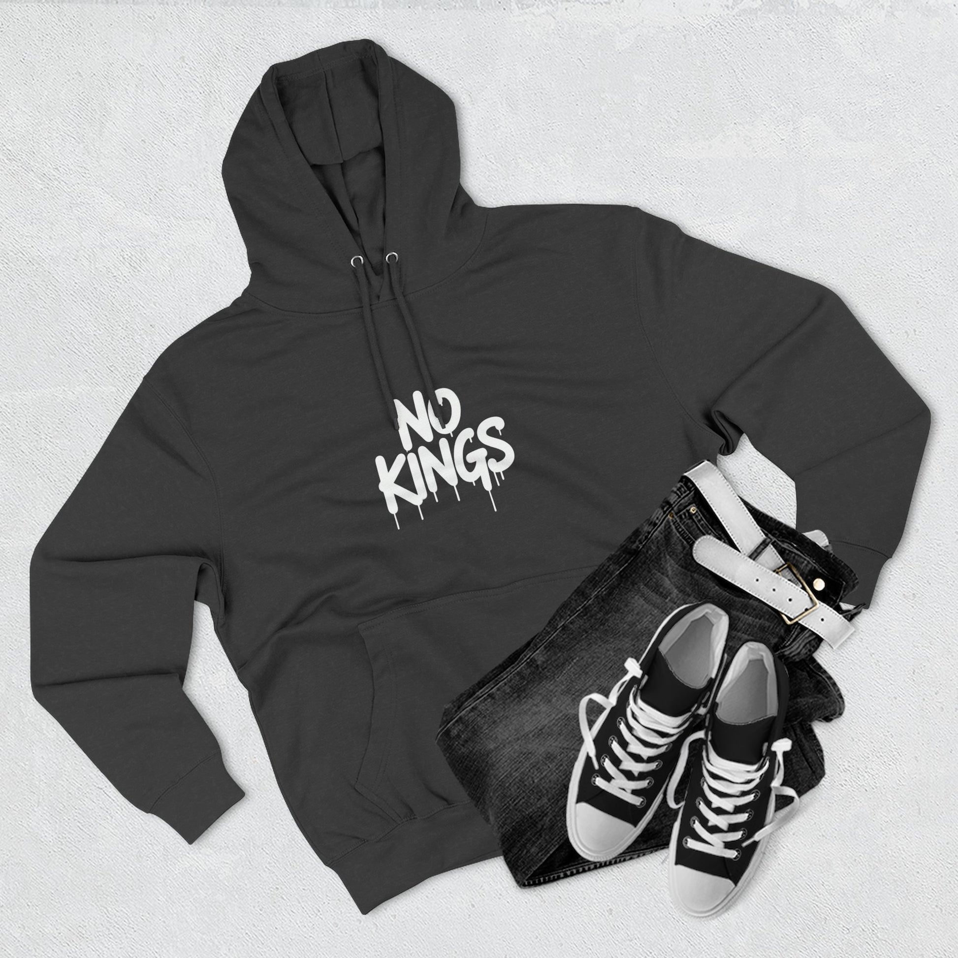 No Kings Spray Paint Protest Fleece Hoodie - protest hoodie from No Kings Store