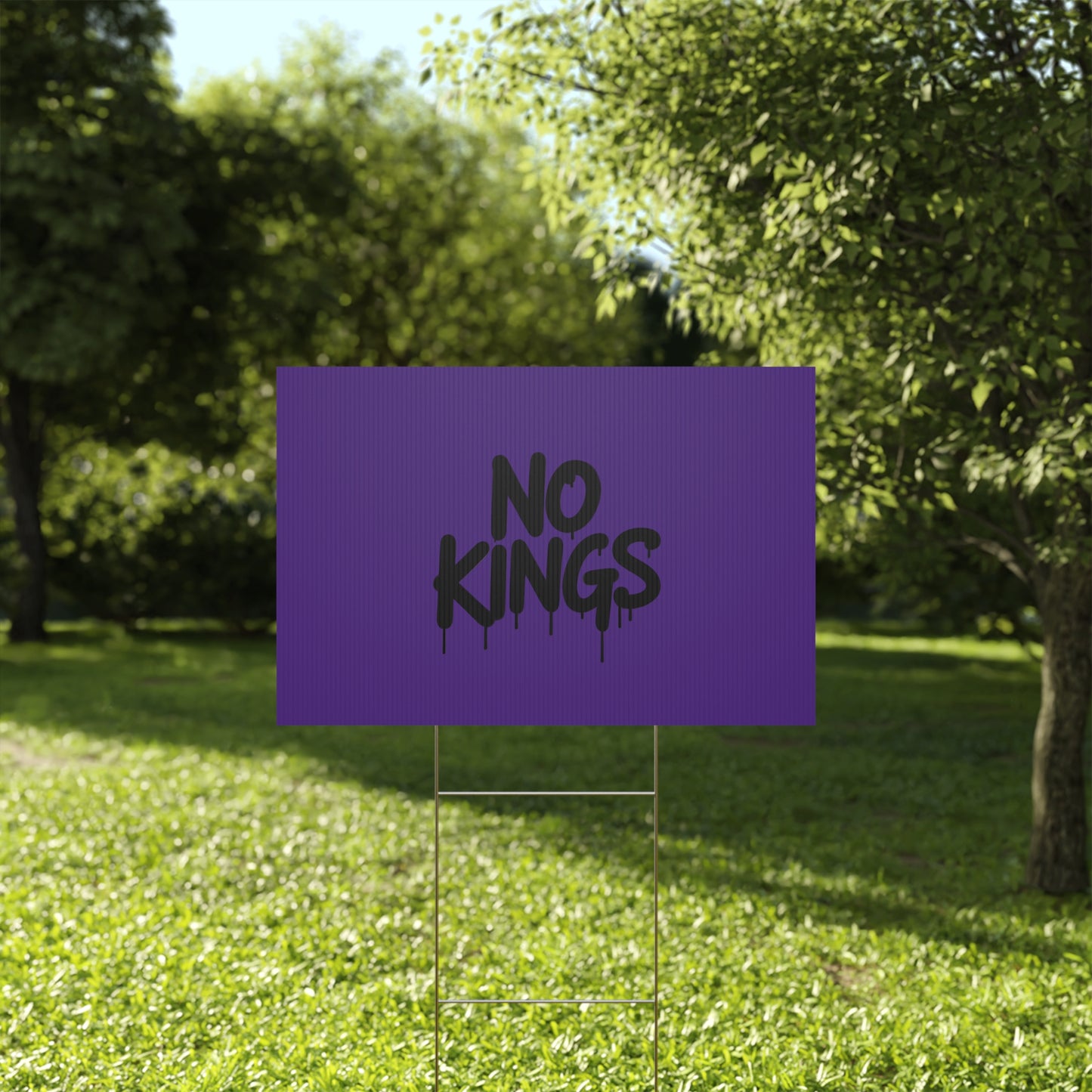 Purple Spray Paint No Kings Protest Yard Sign