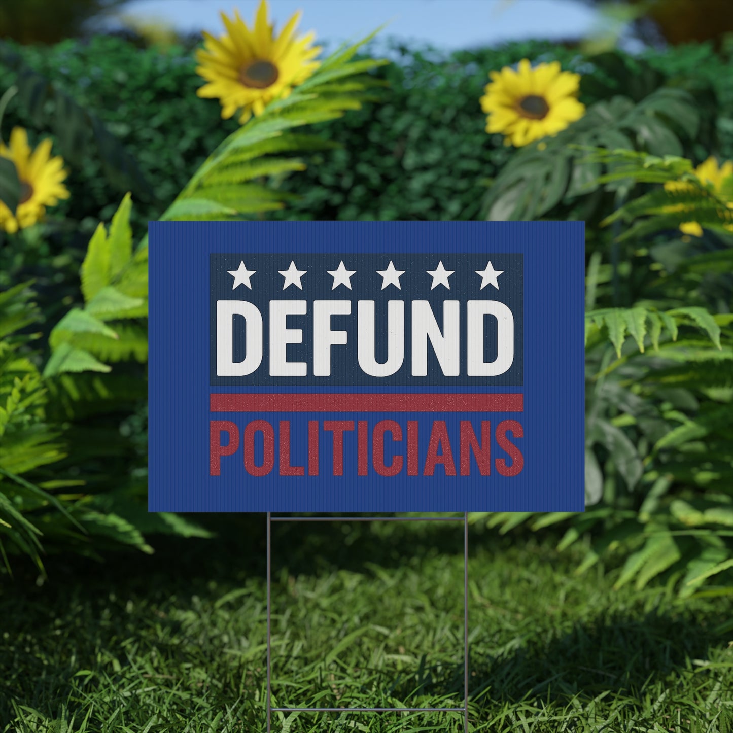 Dark Blue Defund Politicians yard sign