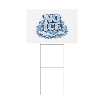 No ICE Plastic Yard Sign — Frosty 'No Ice' Iceberg Design Outdoor Lawn Sign