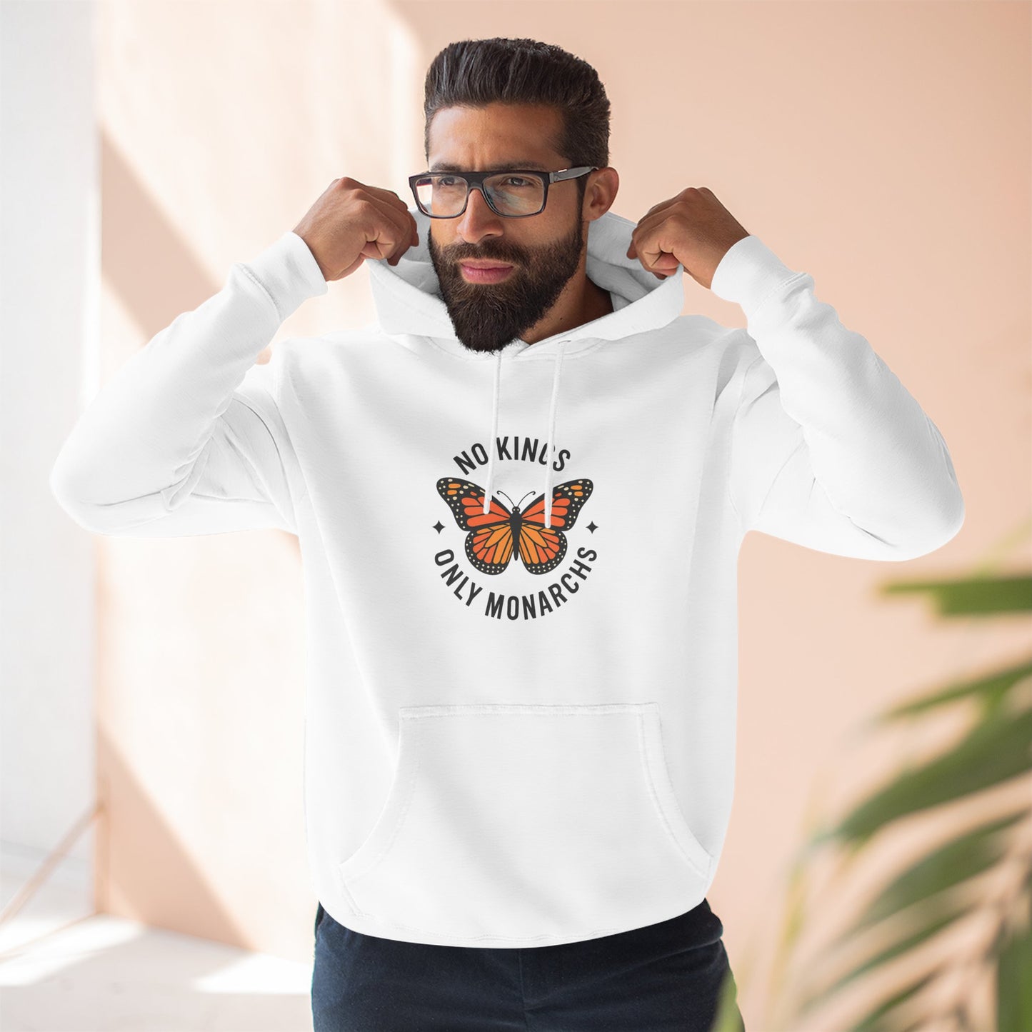 No Kings Only Monarchs Hoodie, Gift for Nature Lovers, Cozy Casual Wear, Perfect for Fall