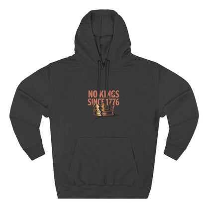 Three-Panel Fleece Hoodie – No Kings Since 1776, Cozy Sweatshirt for Chess Lovers, Casual Wear, Gift for History Buffs, Perfect for Fall