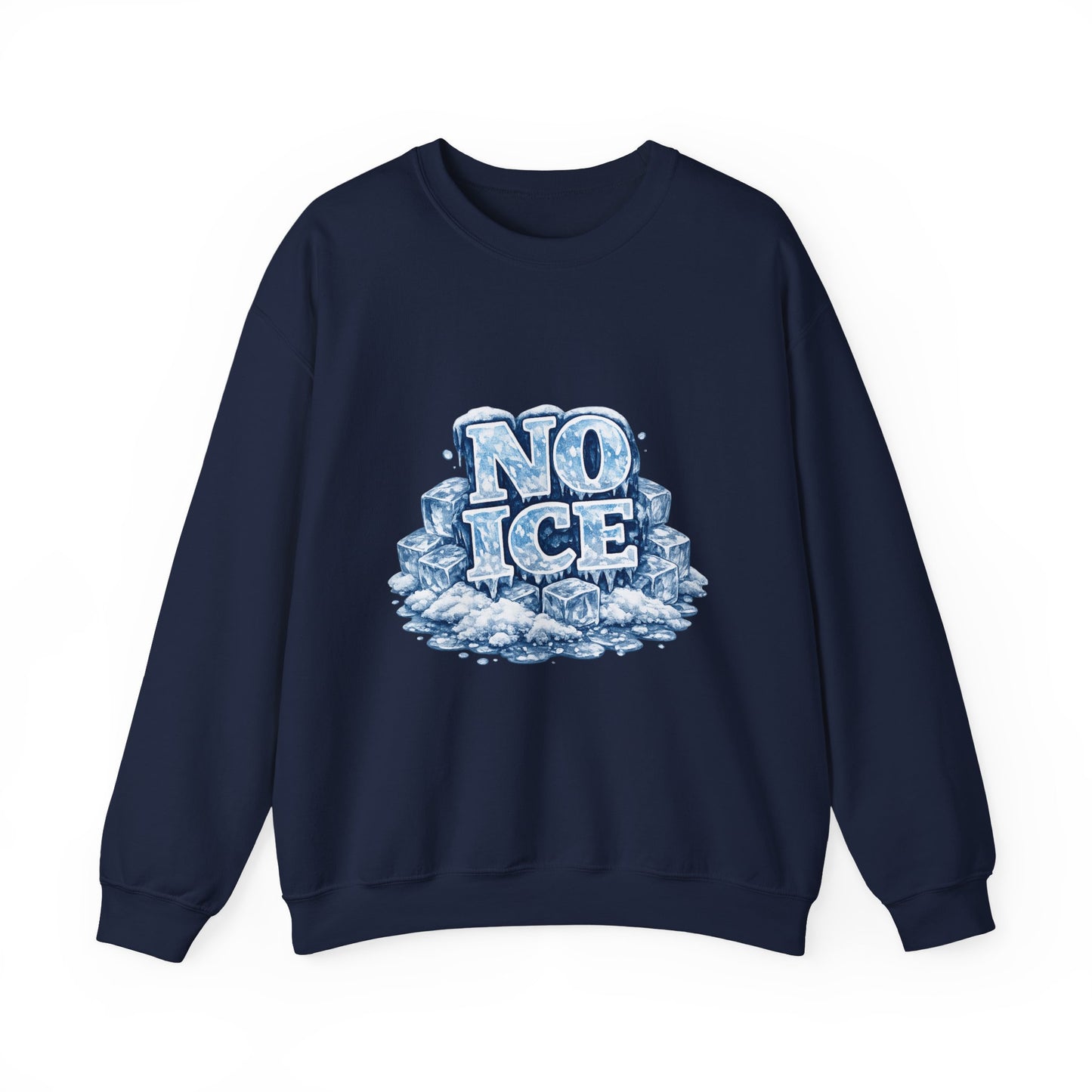 No ICE Crewneck Sweatshirt — Retro Iced Typography Graphic Sweatshirt