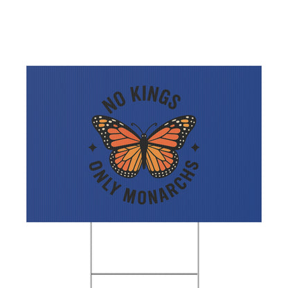 Dark Blue No Kings Only Monarchs Yard Sign