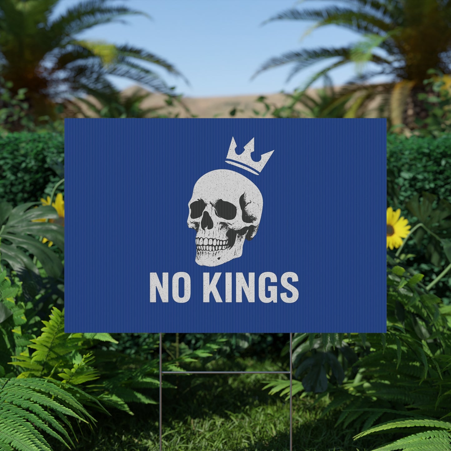 Blue Yard Sign - 'No Kings' Design