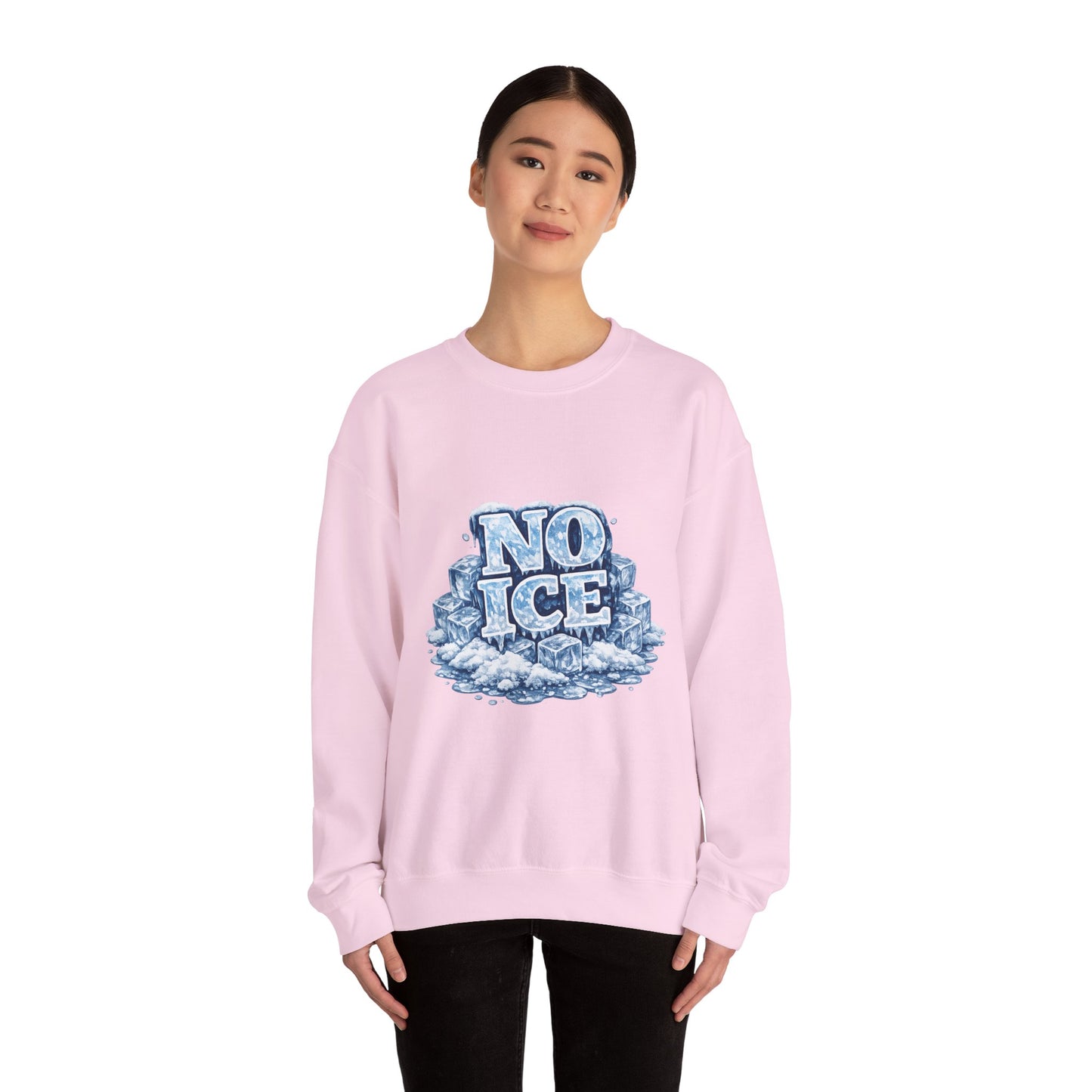 No ICE Crewneck Sweatshirt — Retro Iced Typography Graphic Sweatshirt - protest sweatshirt from No Kings Store