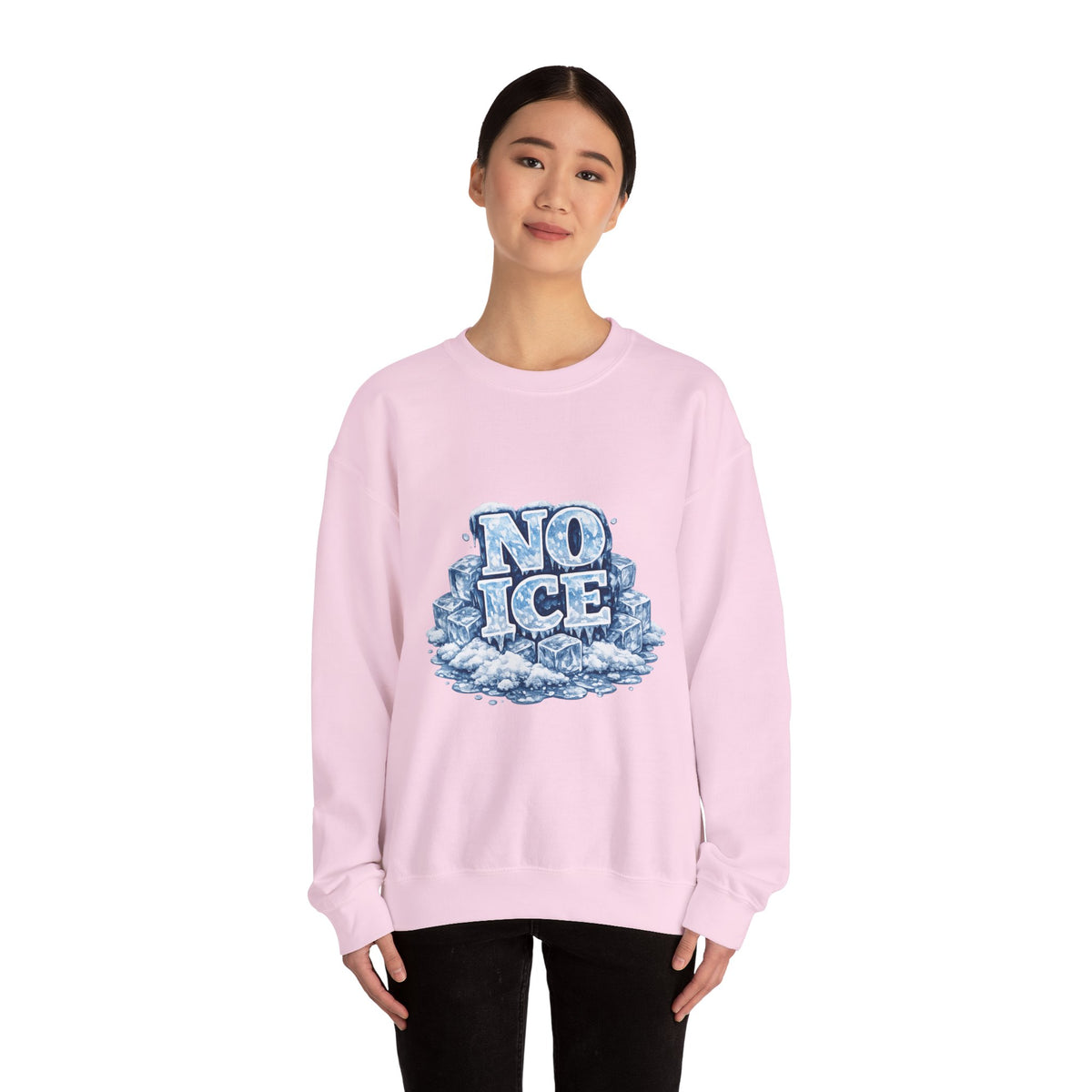 No ICE Crewneck Sweatshirt — Retro Iced Typography Graphic Sweatshirt - protest sweatshirt from No Kings Store