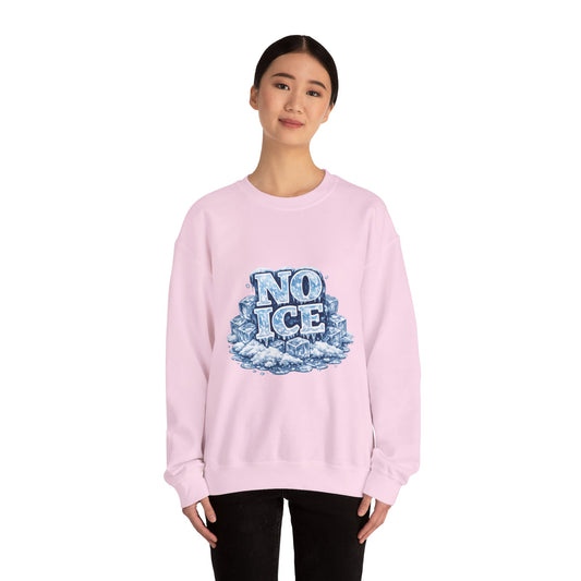 No ICE Crewneck Sweatshirt — Retro Iced Typography Graphic Sweatshirt - protest sweatshirt from No Kings Store
