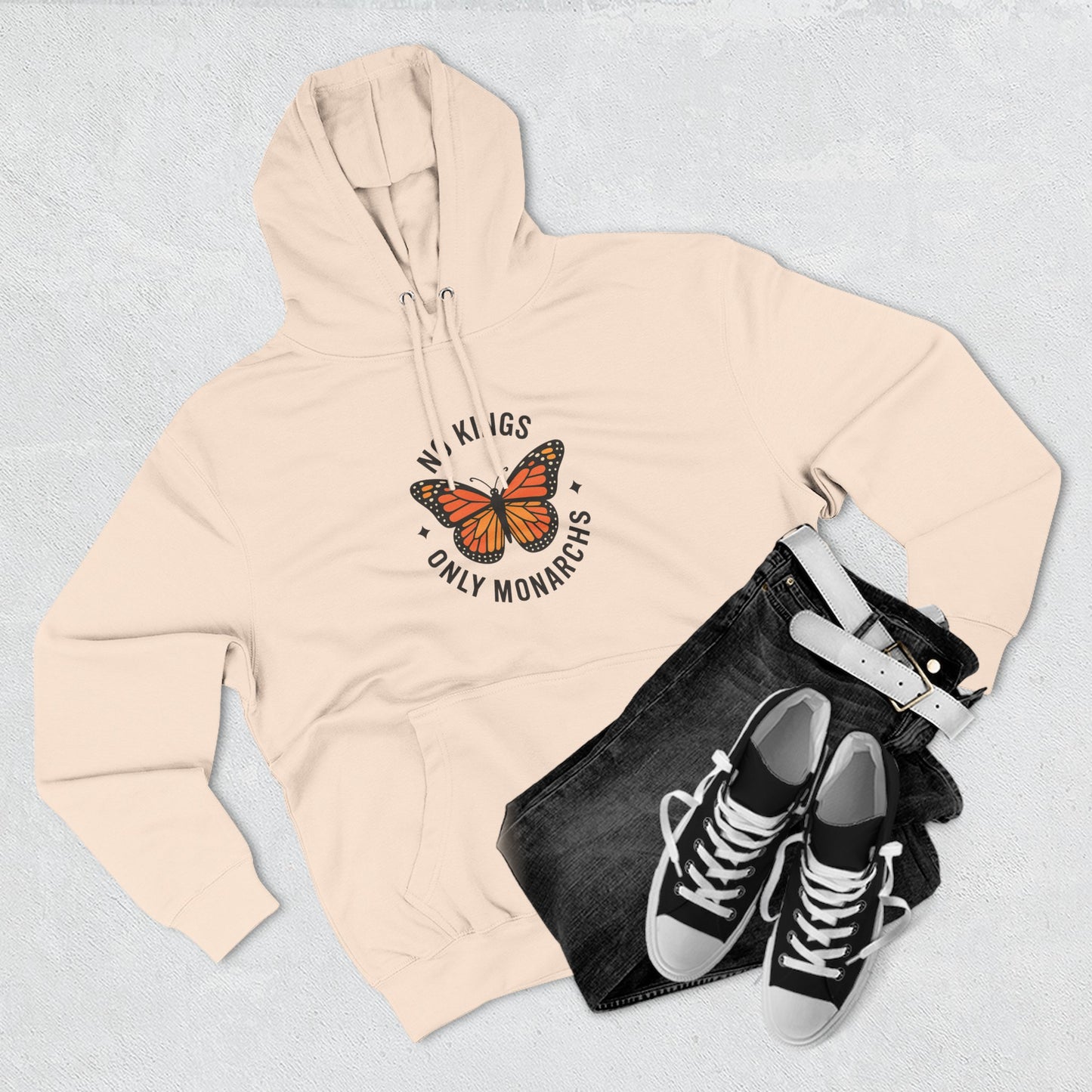 No Kings Only Monarchs Hoodie, Gift for Nature Lovers, Cozy Casual Wear, Perfect for Fall