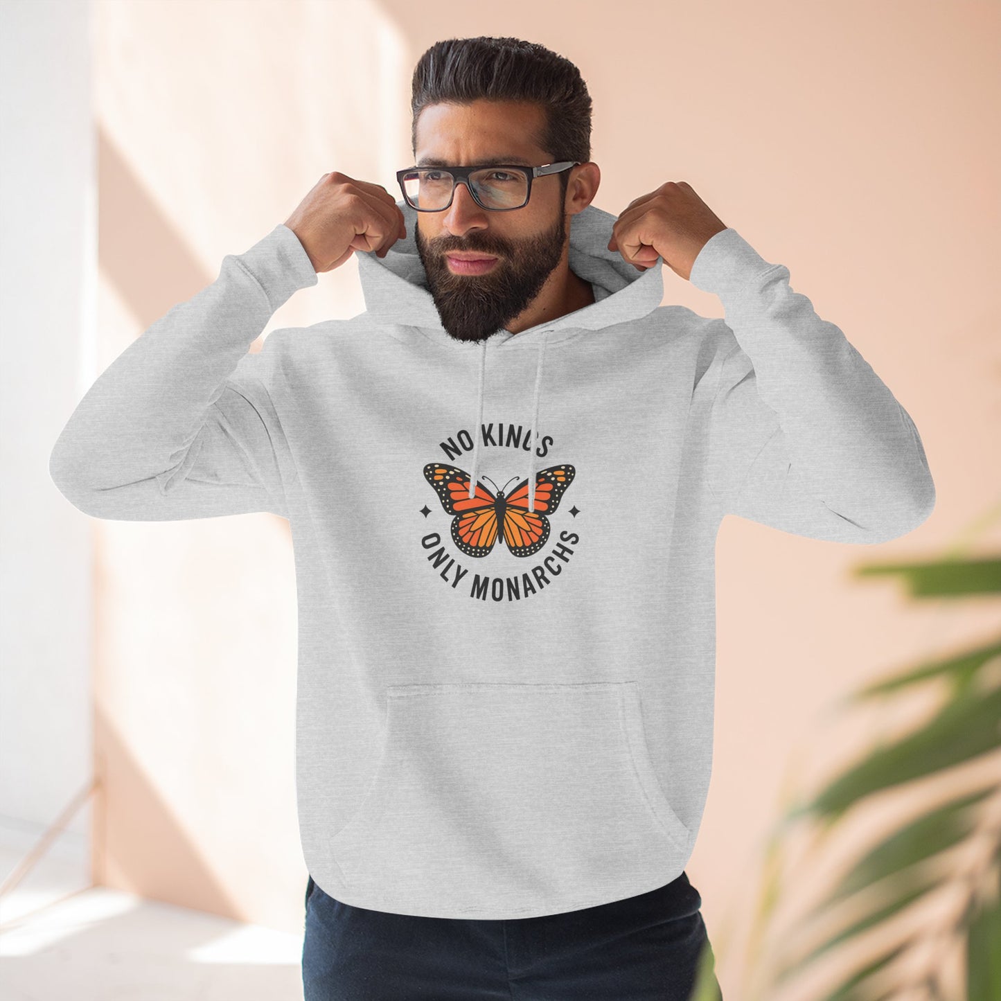 No Kings Only Monarchs Hoodie, Gift for Nature Lovers, Cozy Casual Wear, Perfect for Fall