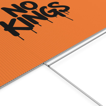 Orange Spray Paint No Kings Protest Yard Sign