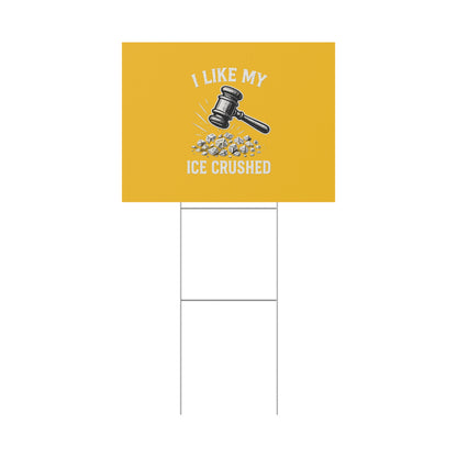 Yellow Crushed ICE Protest Yard Sign