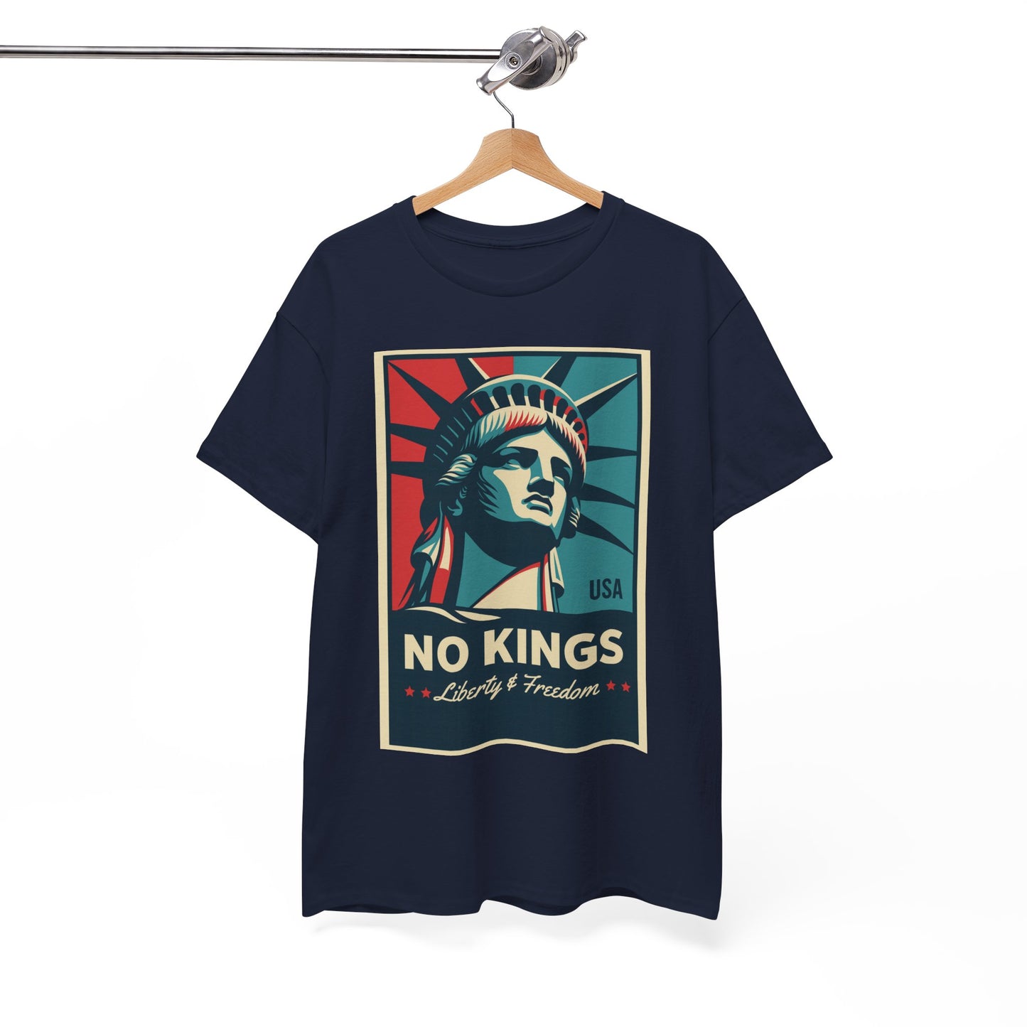 Statue of Liberty Tee - No Kings, Unisex Heavy Cotton T-Shirt, Freedom Shirt, Patriotic Apparel for Celebrations, Gift for Enthusiasts