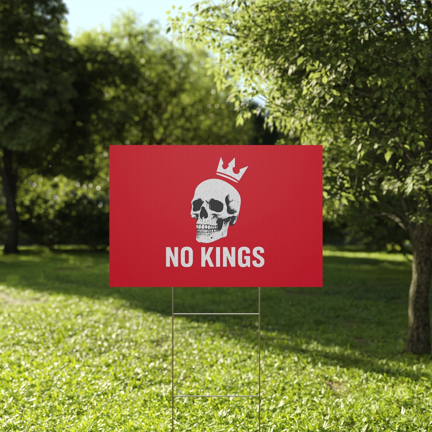 Dark Red Yard Sign - 'No Kings' Design