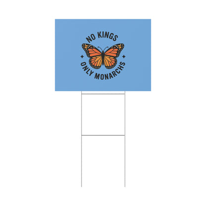 Light Blue No Kings Only Monarchs Yard Sign