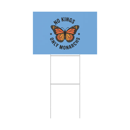 Light Blue No Kings Only Monarchs Yard Sign