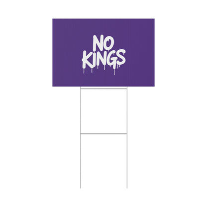 Purple Spray Paint No Kings Protest Yard Sign