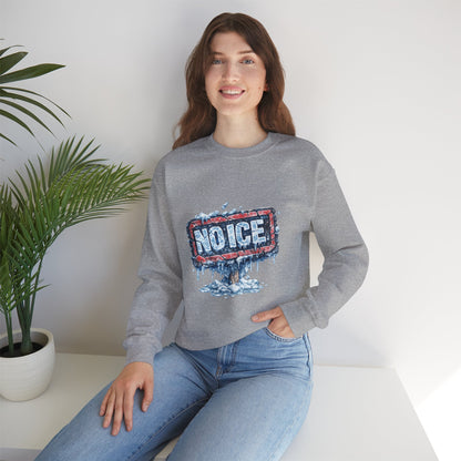 "NO ICE" Icy Graffiti Design Sweatshirt - protest sweatshirt from No Kings Store