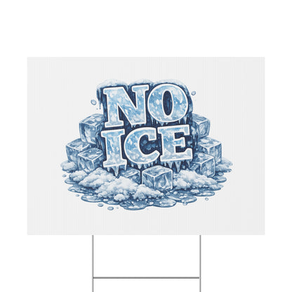 No ICE Plastic Yard Sign — Frosty 'No Ice' Iceberg Design Outdoor Lawn Sign