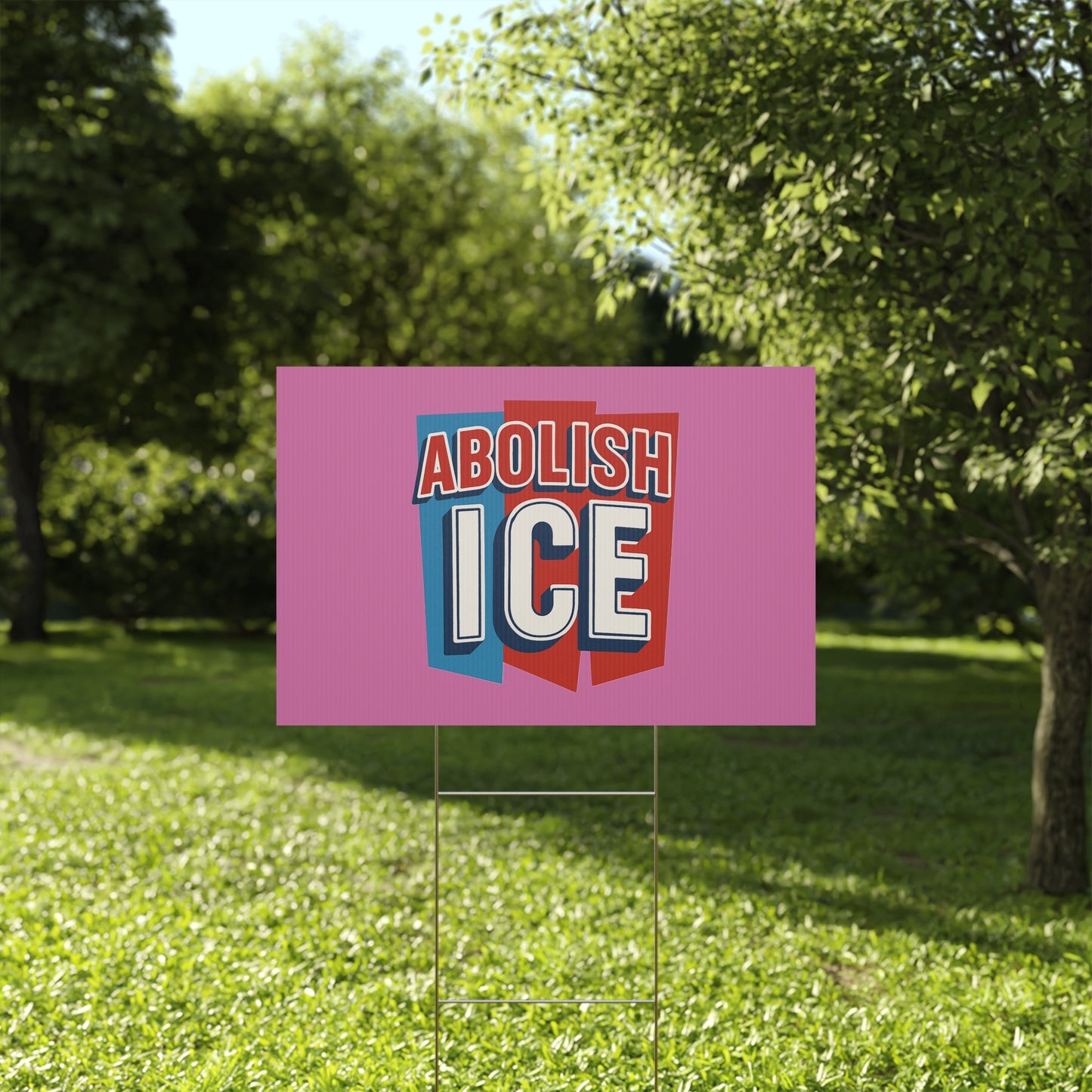 Light Pink Abolish ICE Yard Sign