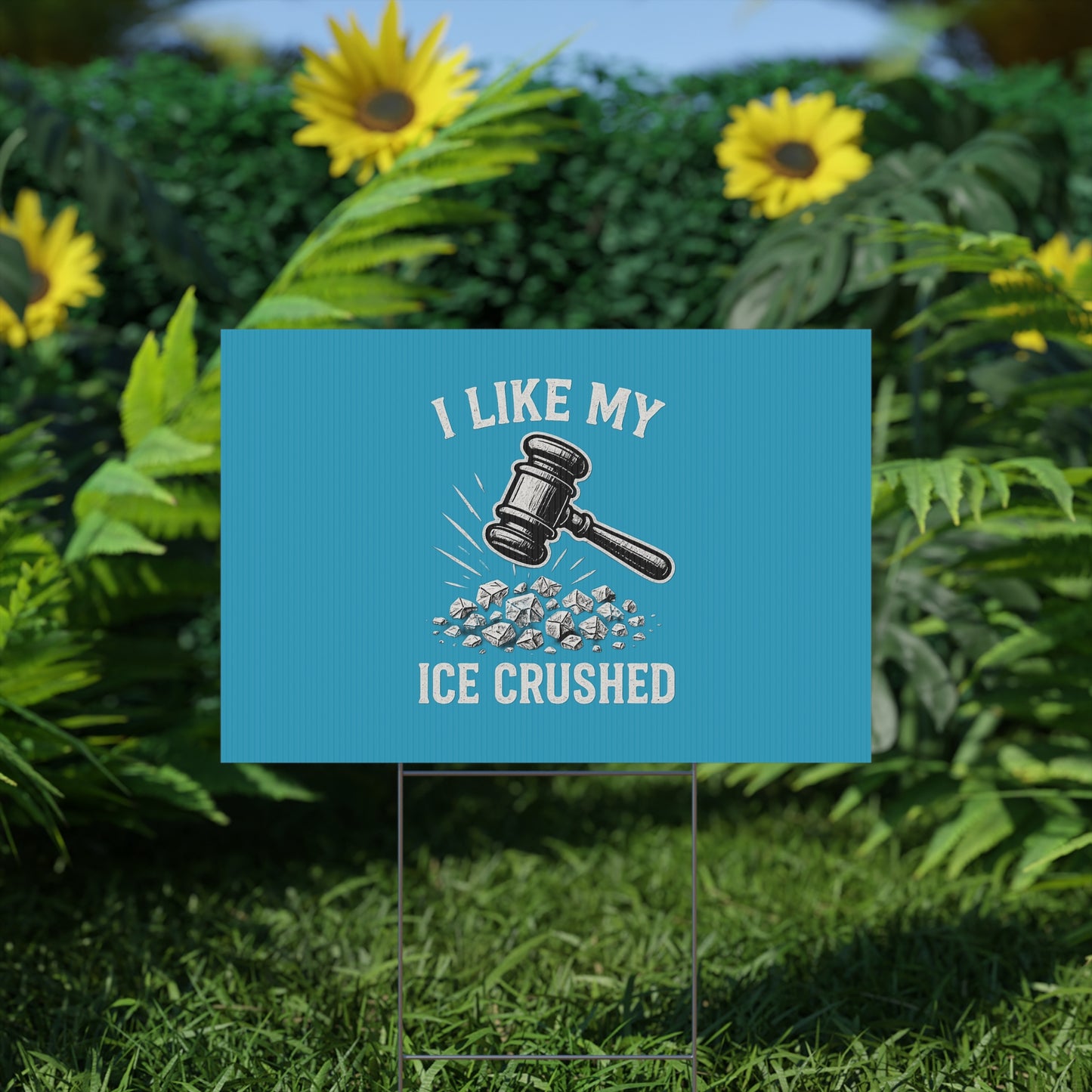 Turquoise Crushed ICE Protest Yard Sign