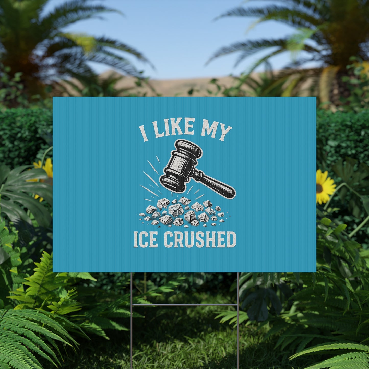 Turquoise Crushed ICE Protest Yard Sign