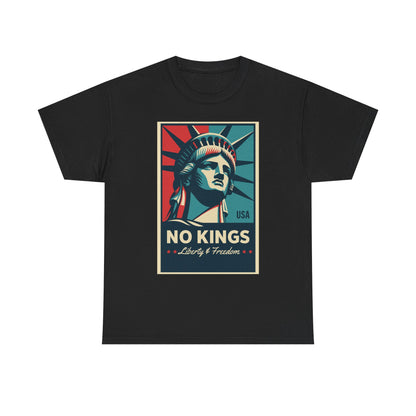 Statue of Liberty Tee - No Kings, Unisex Heavy Cotton T-Shirt, Freedom Shirt, Patriotic Apparel for Celebrations, Gift for Enthusiasts