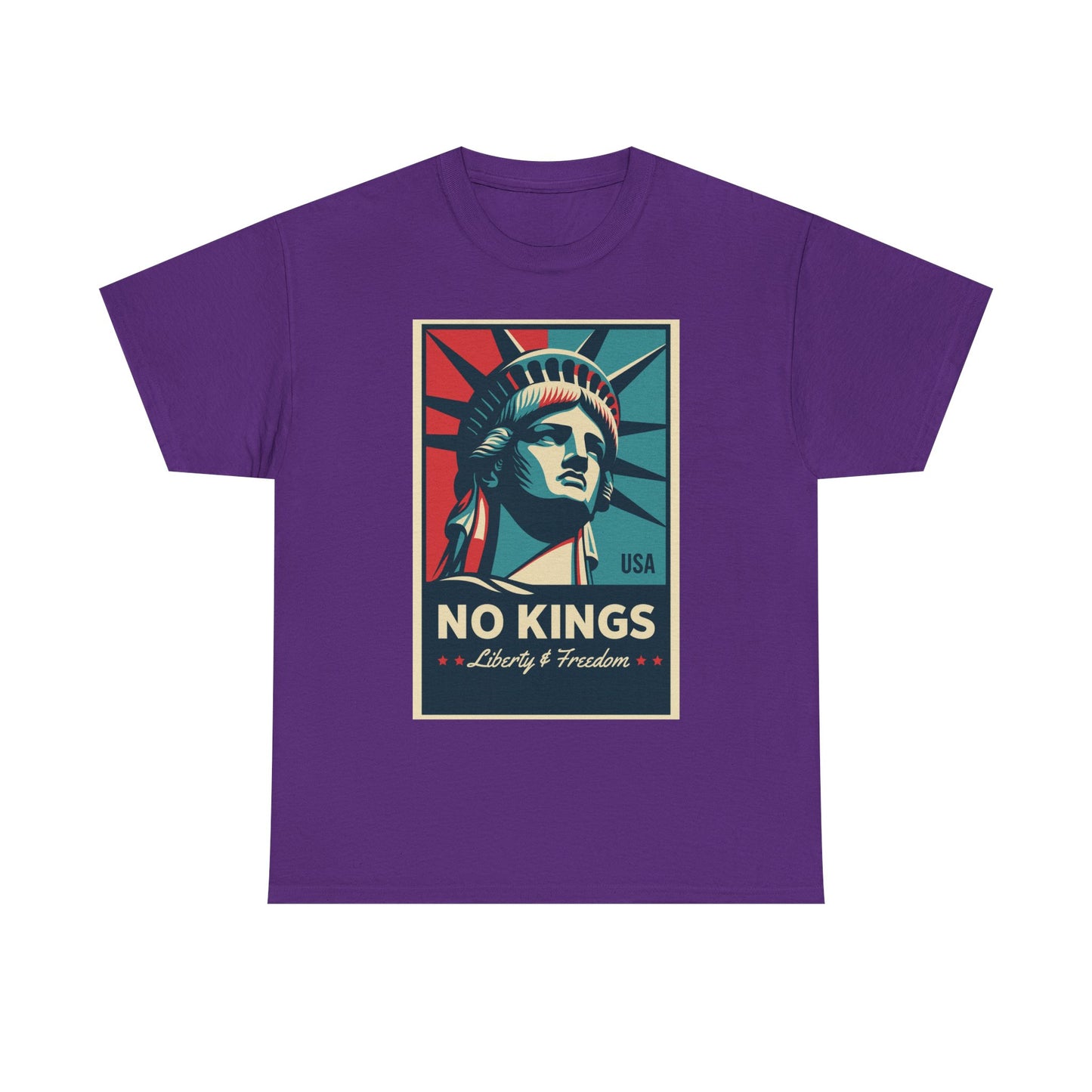 Statue of Liberty Tee - No Kings, Unisex Heavy Cotton T-Shirt, Freedom Shirt, Patriotic Apparel for Celebrations, Gift for Enthusiasts