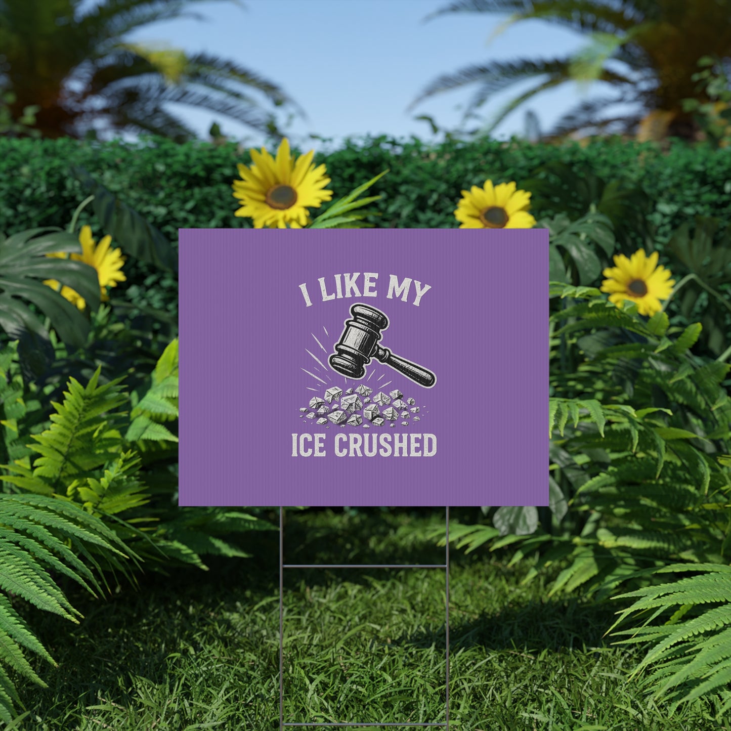 Light Purple Crushed ICE Protest Yard Sign