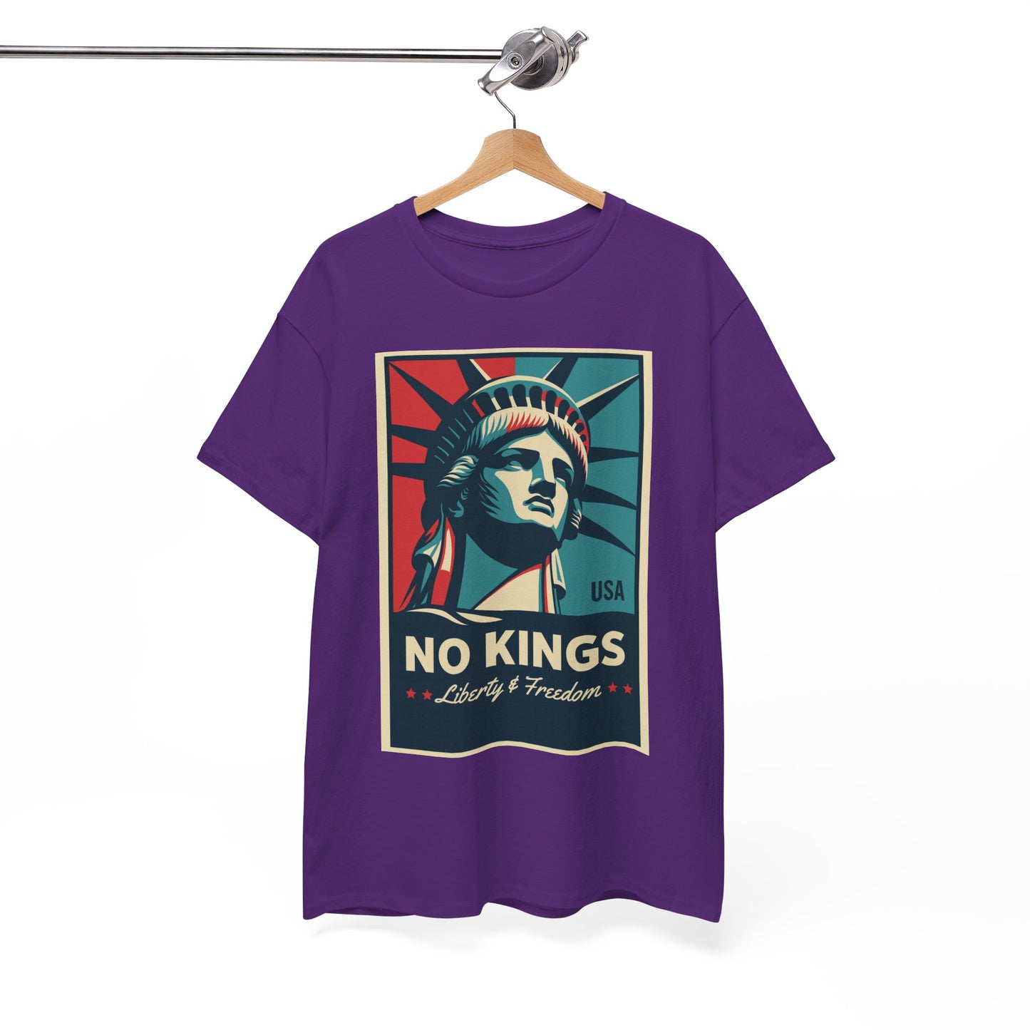 Statue of Liberty Tee - No Kings, Unisex Heavy Cotton T-Shirt, Freedom Shirt, Patriotic Apparel for Celebrations, Gift for Enthusiasts